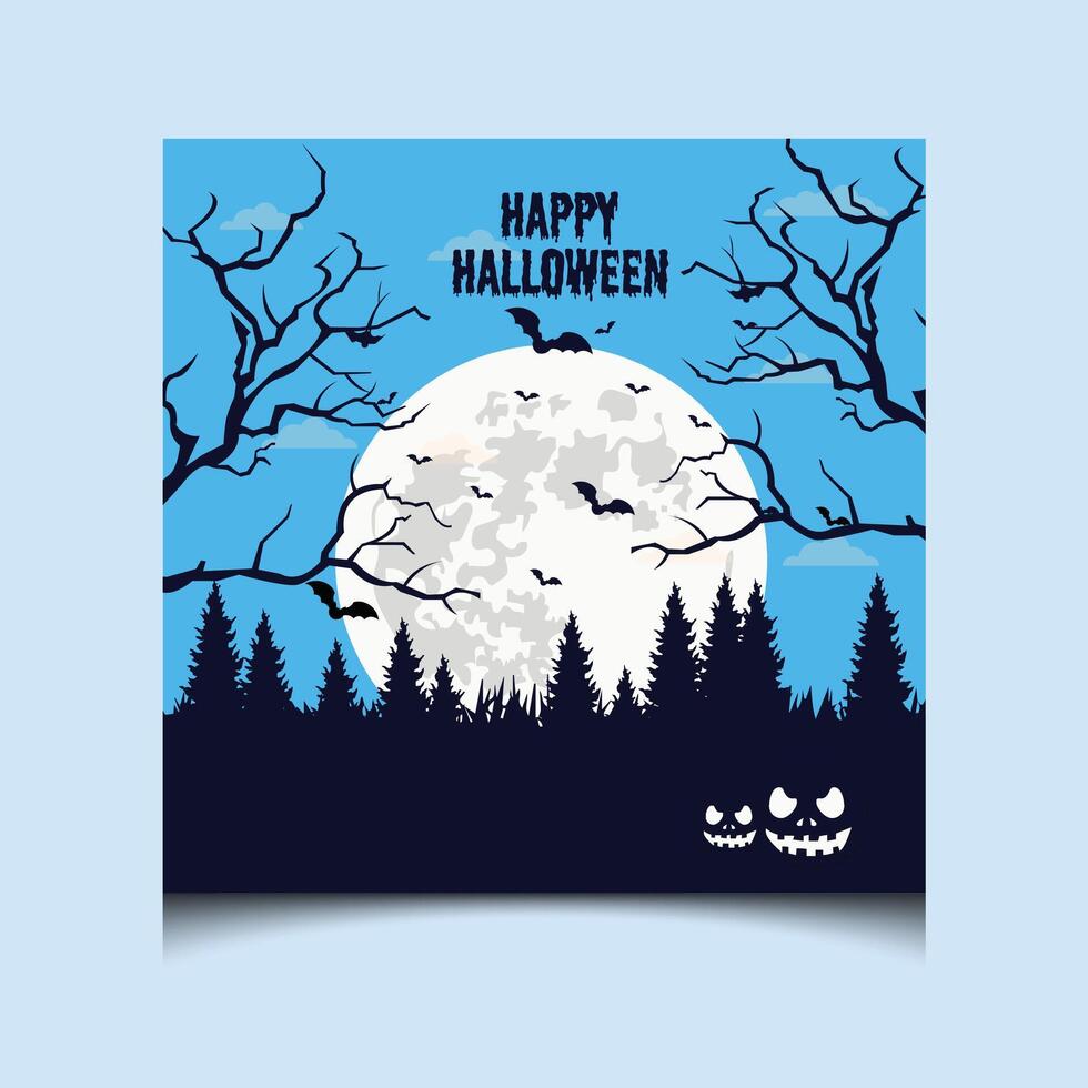 Halloween background with pumpkin and bats. Halloween Party greeting card or poster. vector