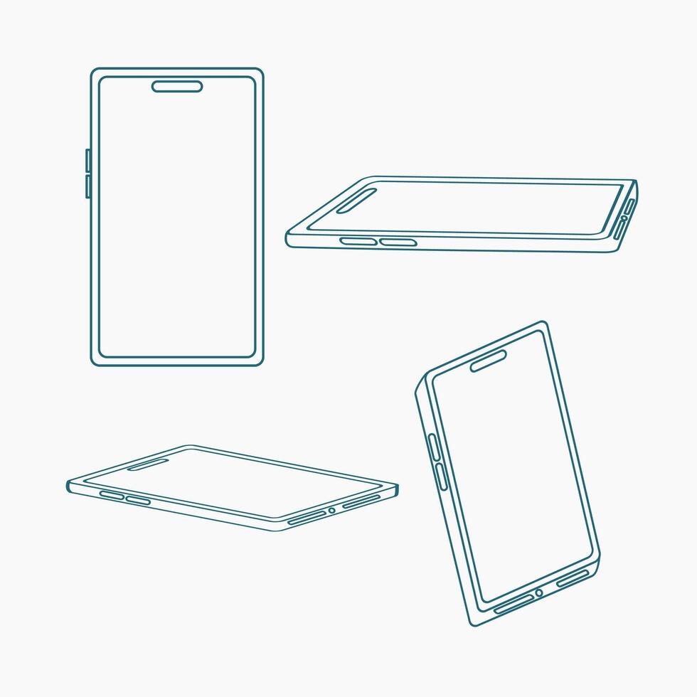 four different types of smartphones on a white background vector