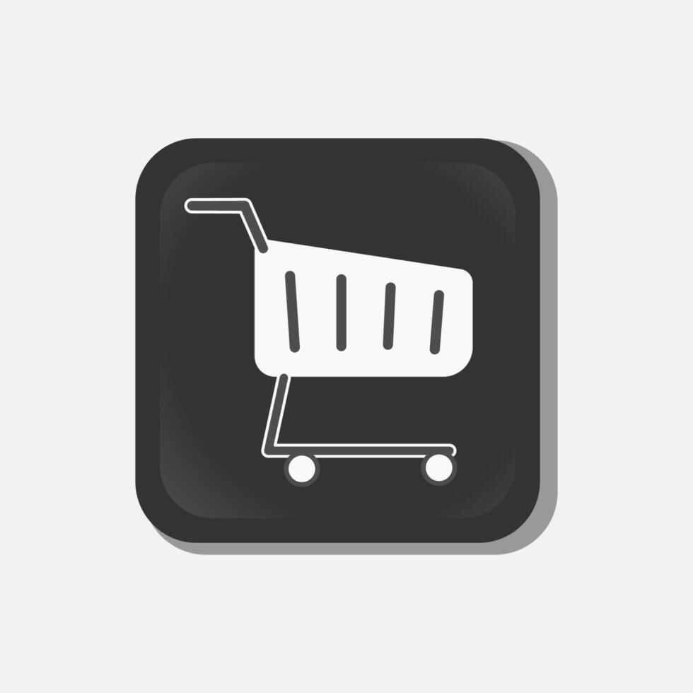 black and white shopping cart icon illustration vector