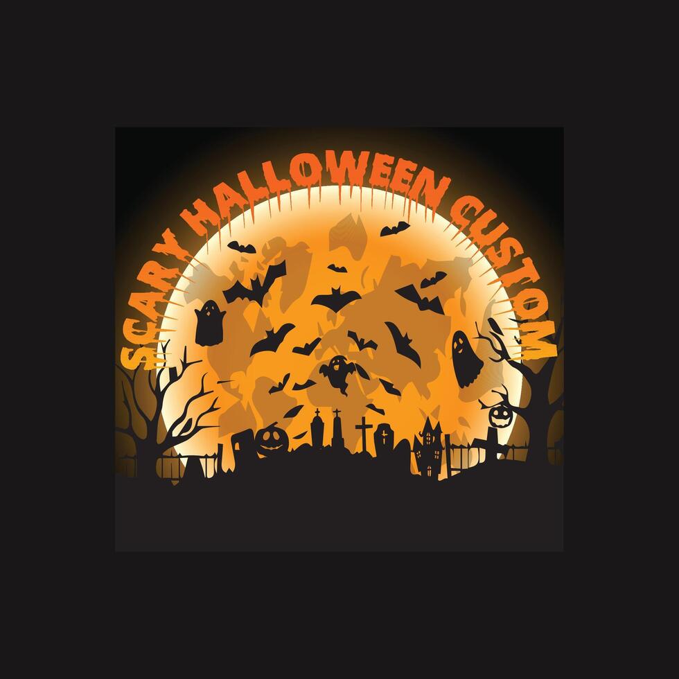 Scary Halloween Custom T Shirt Design vector