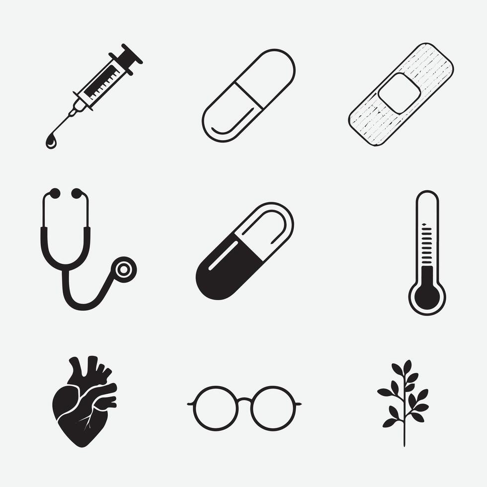a collection of images including a set of icons medicine vector
