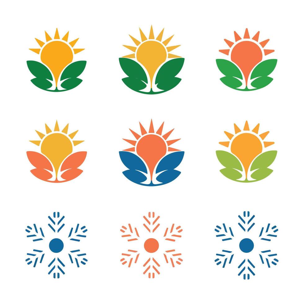 a colorful sun and tree design vector