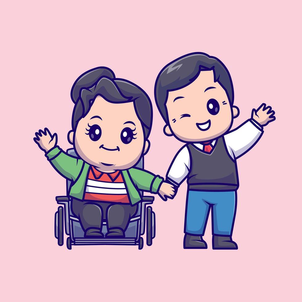 Cute Parent Couple Holding Hand Cartoon vector
