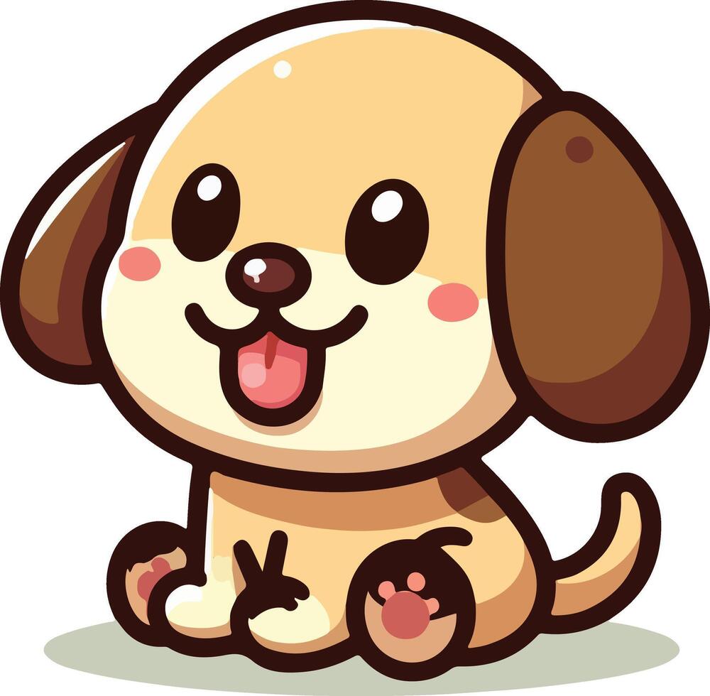 Small puppy dog flat cartoon illustration isolated on white background vector