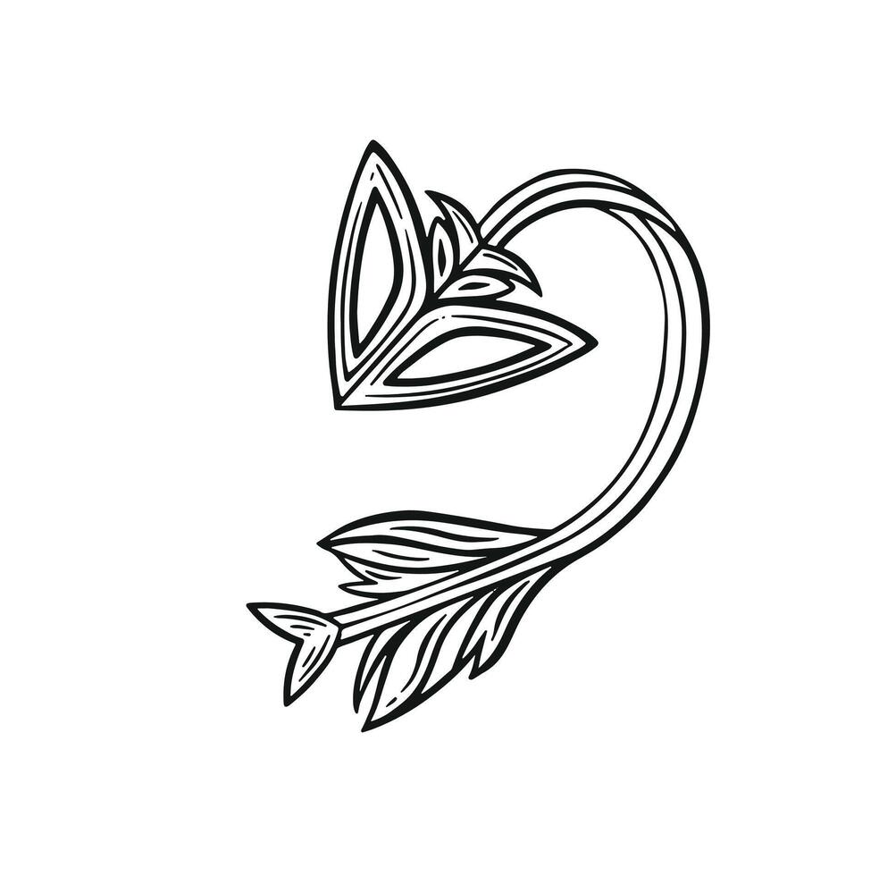 Line arrow back symbol in retro tattoo style vector