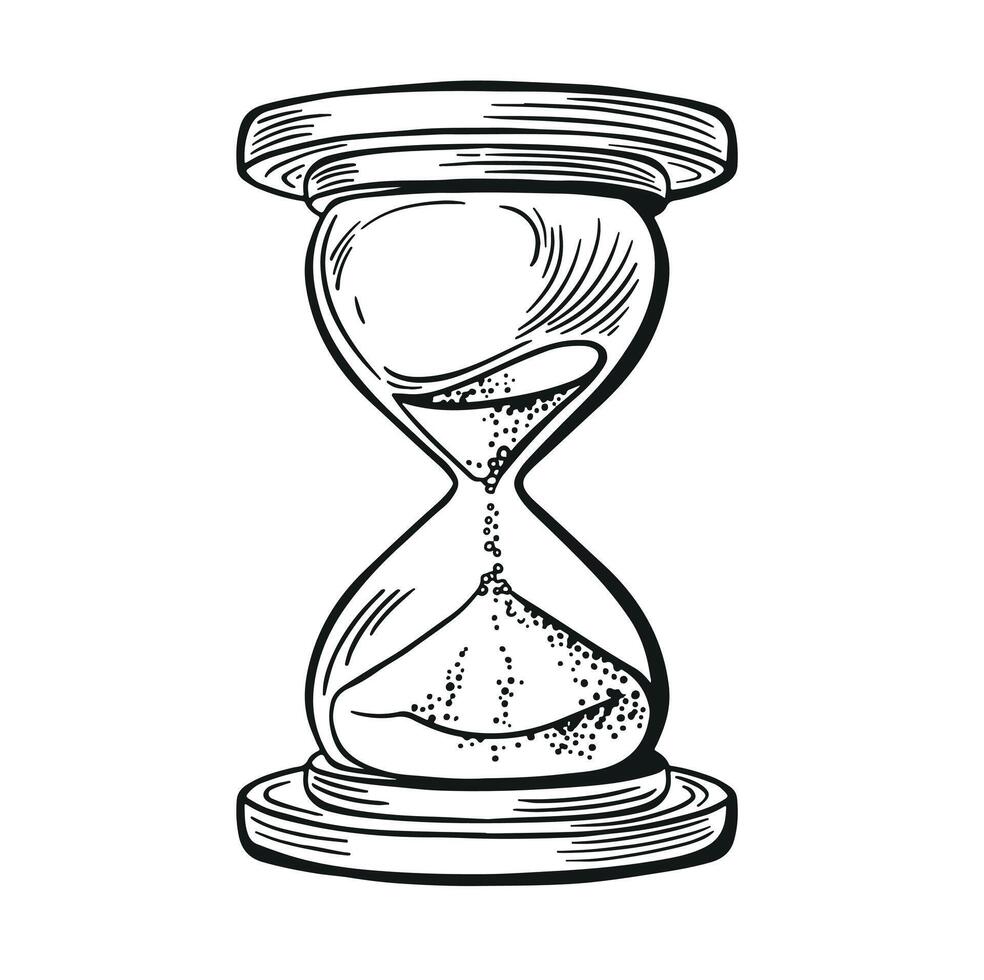 Line hourglass symbol in retro tattoo style vector