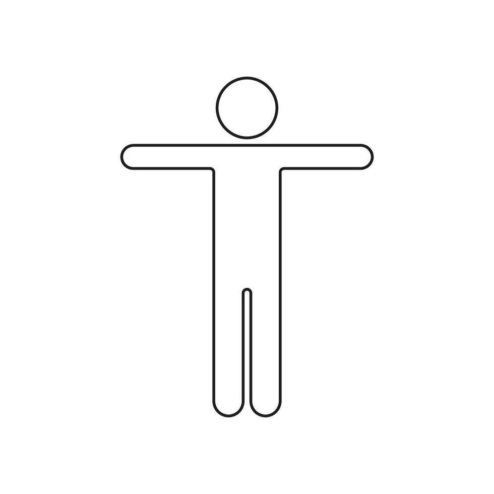 Standing Human Body Line Icon. Man with Outstretched Arms Pose Outline Symbol. Editable Stroke. Isolated Illustration vector