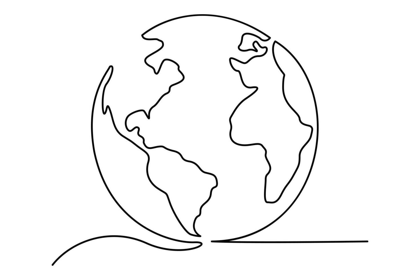 Simple continuous line art of globe for world themed designs vector
