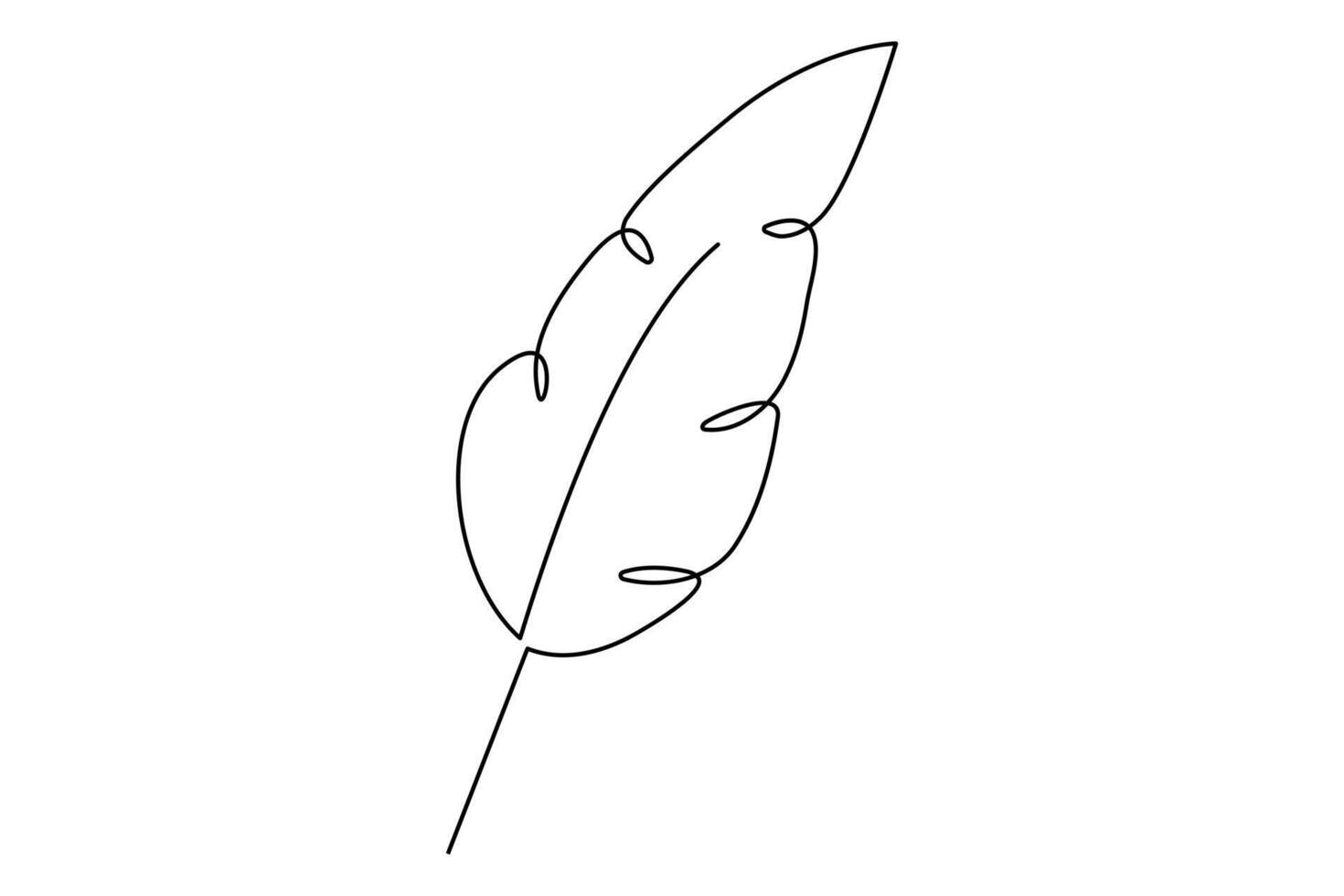 Contemporary feather in continuous line art for illustrations vector