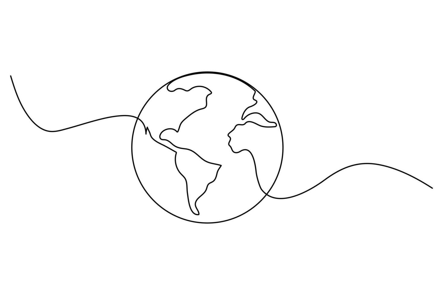Elegant one line earth globe sketch for modern art projects vector