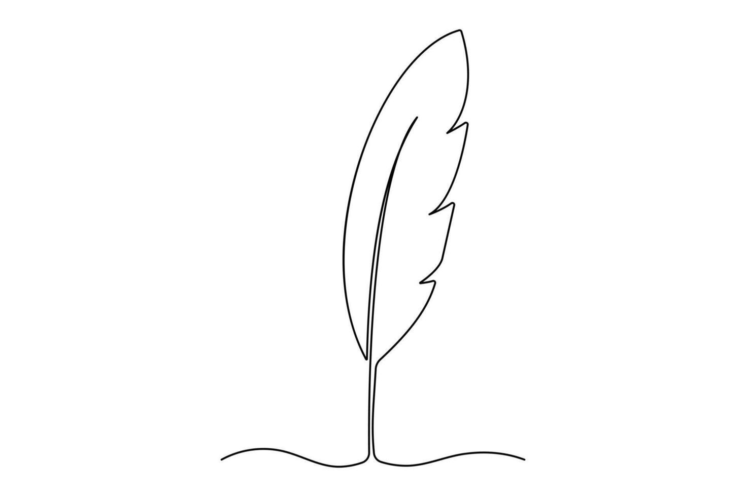 Clean and simple one line feather illustration for art vector