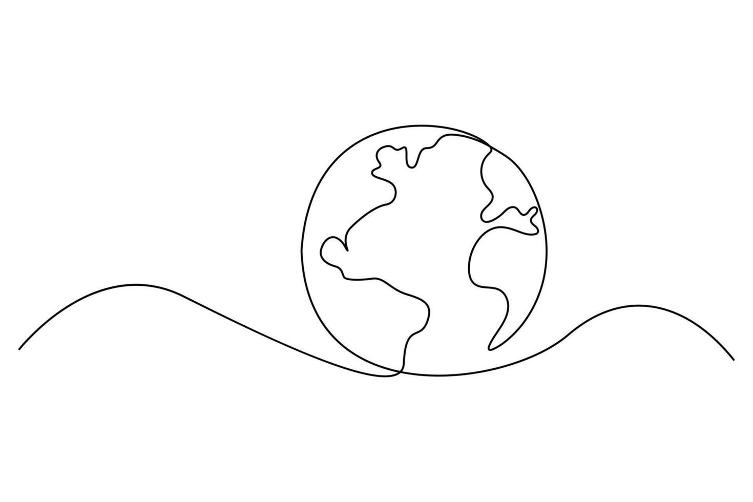 Simple globe drawing in continuous line art for minimalist projects vector