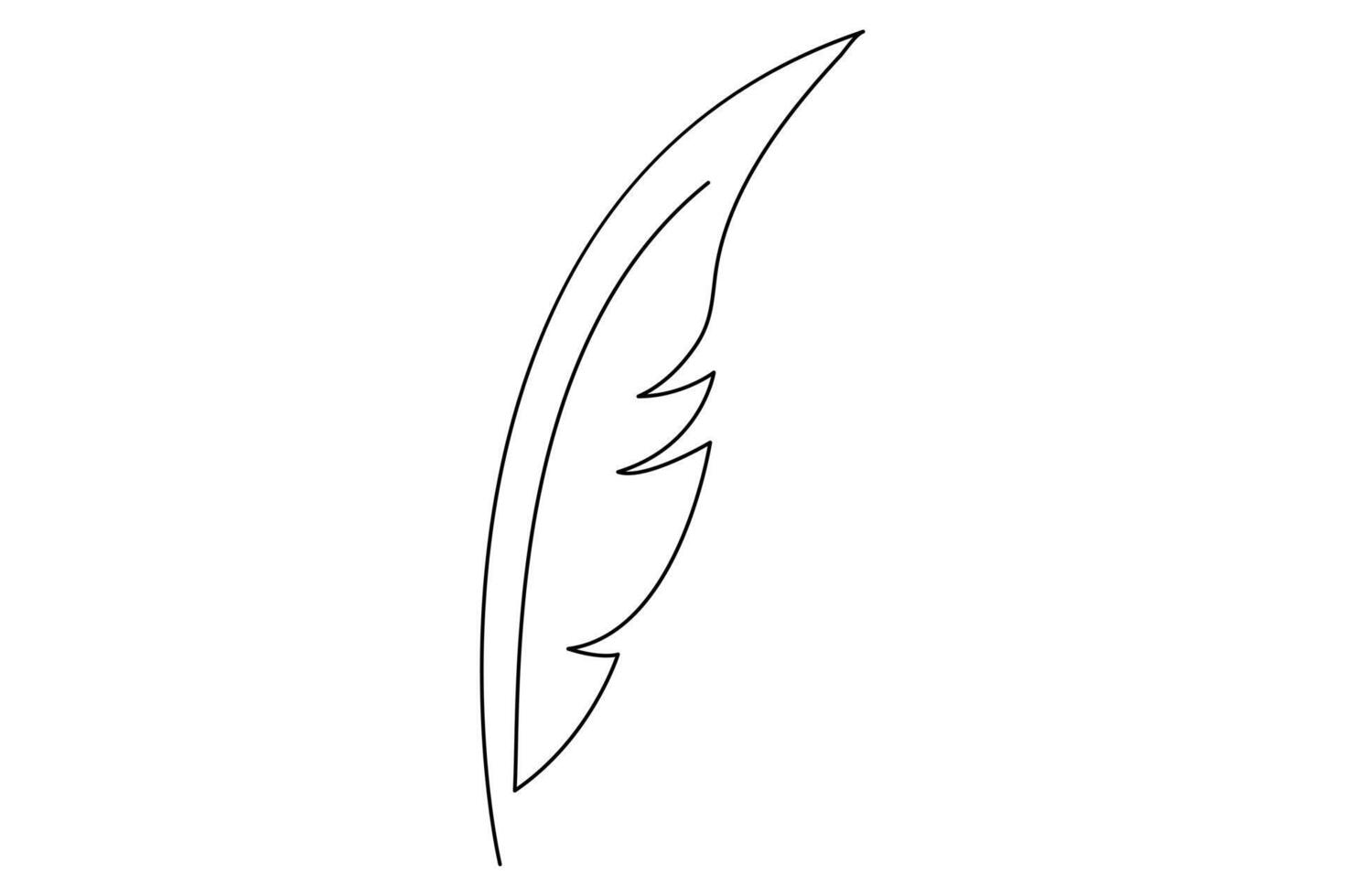 Stylish one line feather drawing for modern graphic designs vector