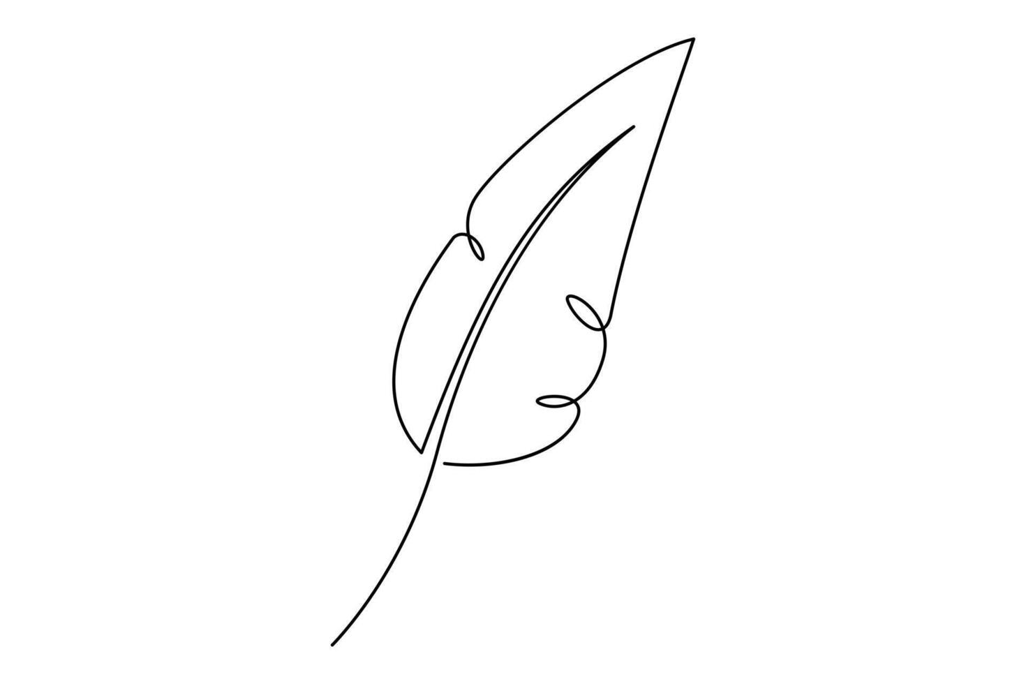 Minimalist one line feather drawing for elegant illustrations vector