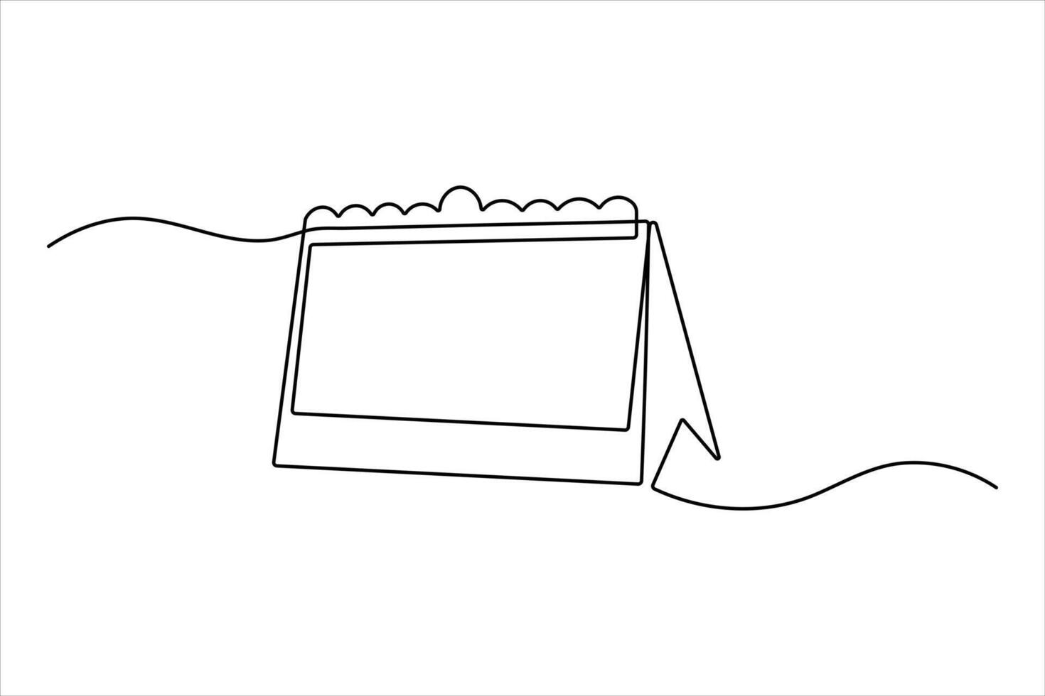Continuous line art of table calendar for minimalistic design vector