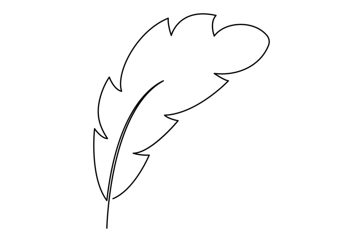 Simple continuous line art of feather for modern graphic designs vector