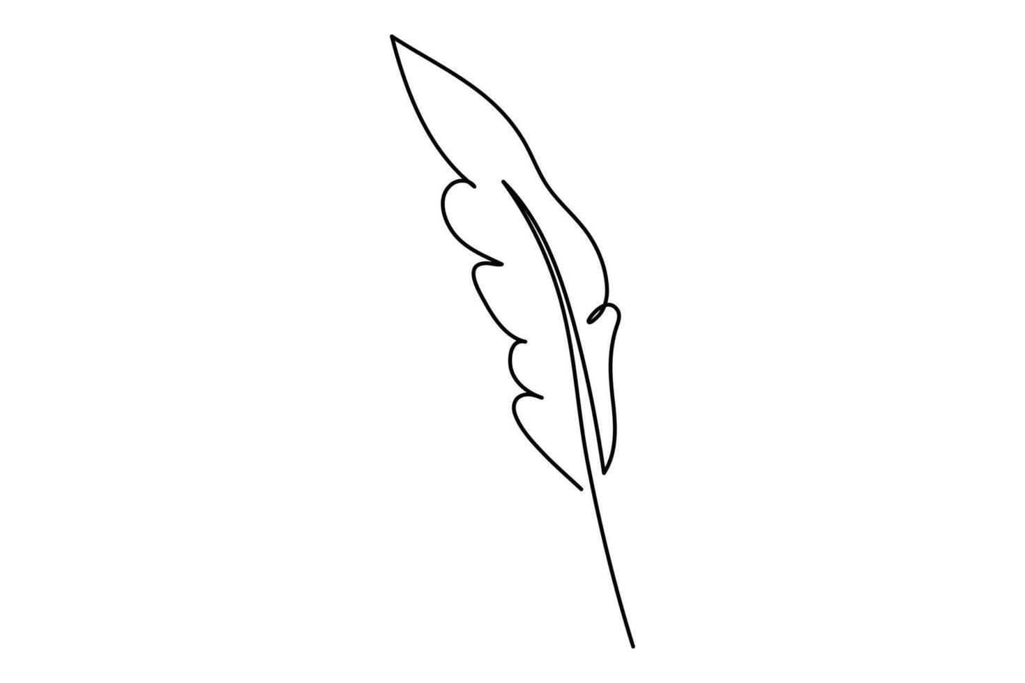 Minimal feather in single line art for trendy illustrations vector