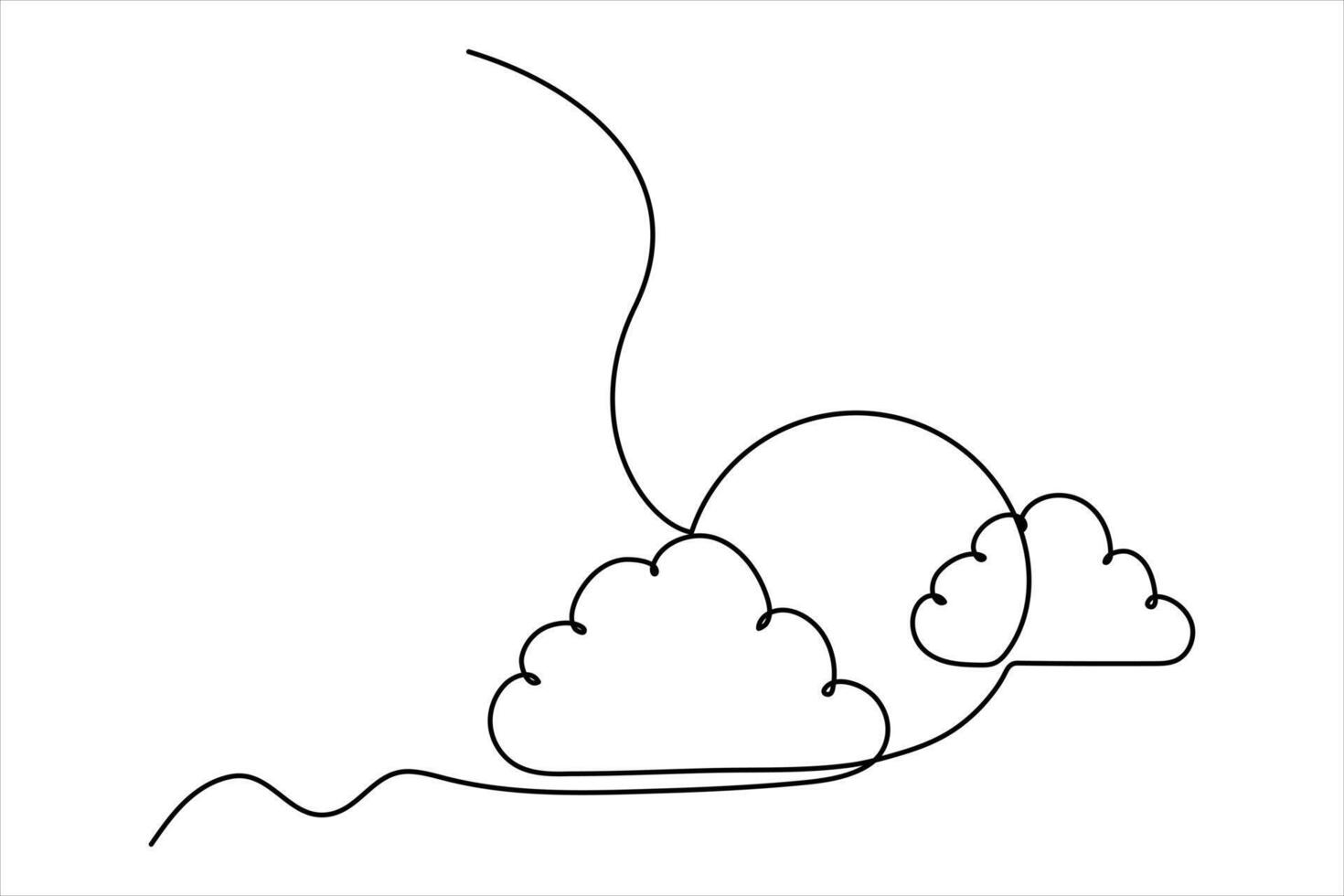 Elegant continuous line art of sun and cloud for contemporary designs vector