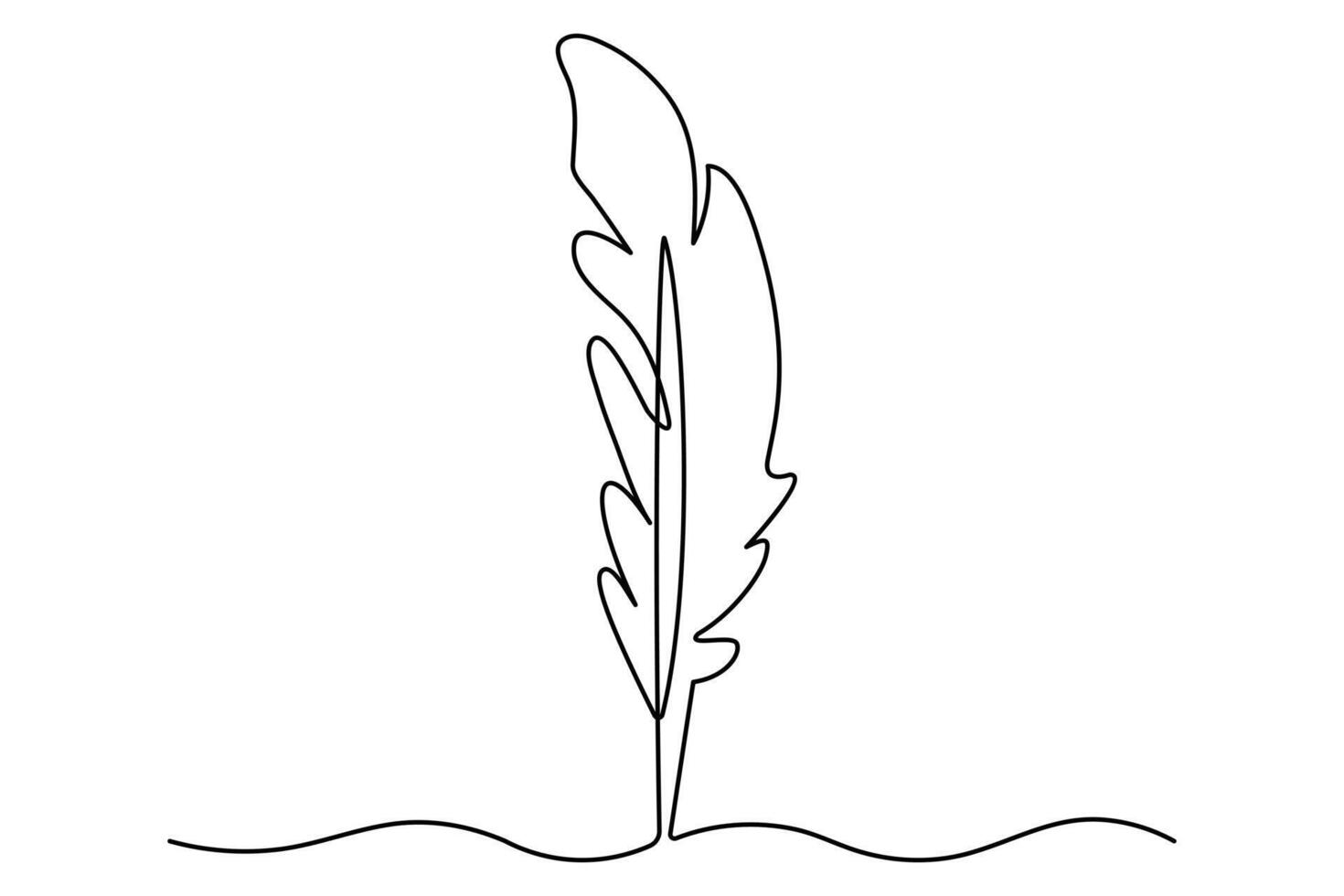 Modern one line art of feather for illustrations vector