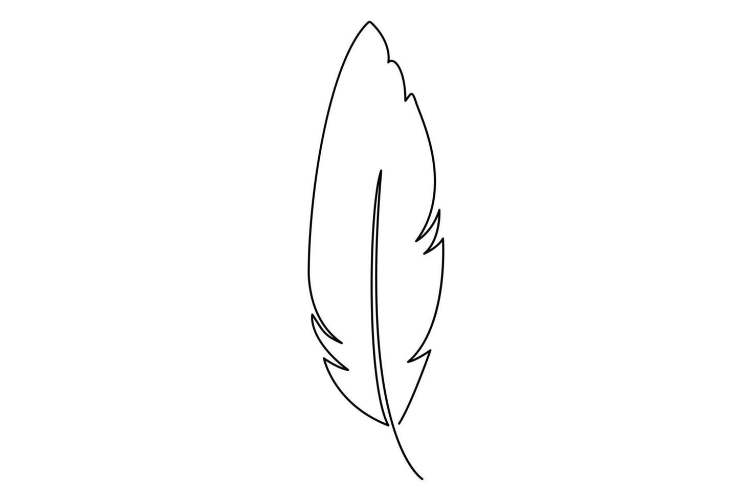 Minimal feather outline in one line art for sleek illustrations vector
