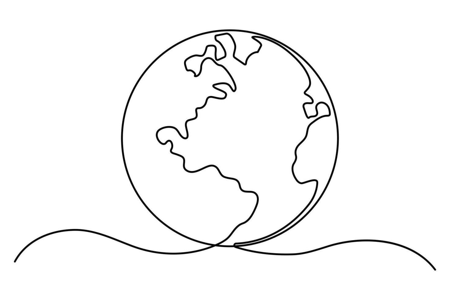 Minimalist earth globe in continuous line art for unique graphics vector