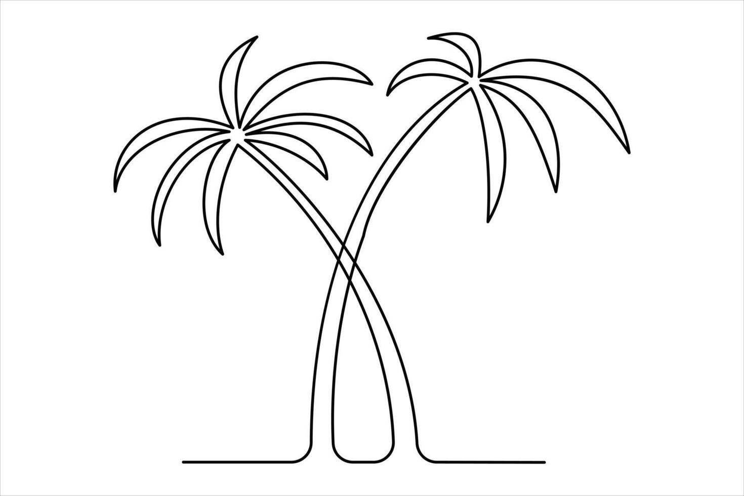 Palm tree sketch continuous line drawing vector