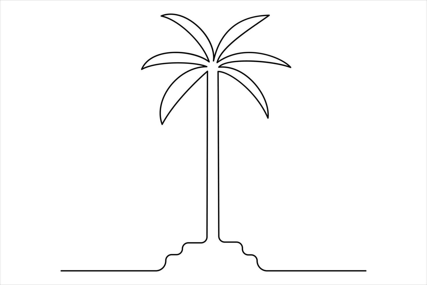 Clean palm tree outline single-line artistic drawing vector