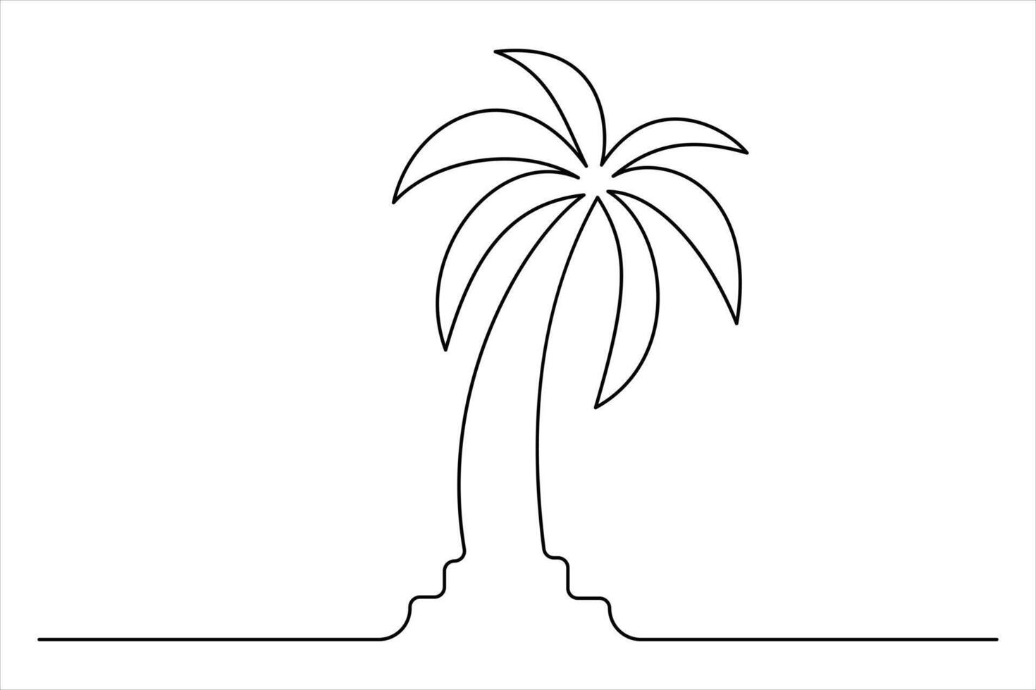 Tropical one-line palm tree drawing minimalist vector