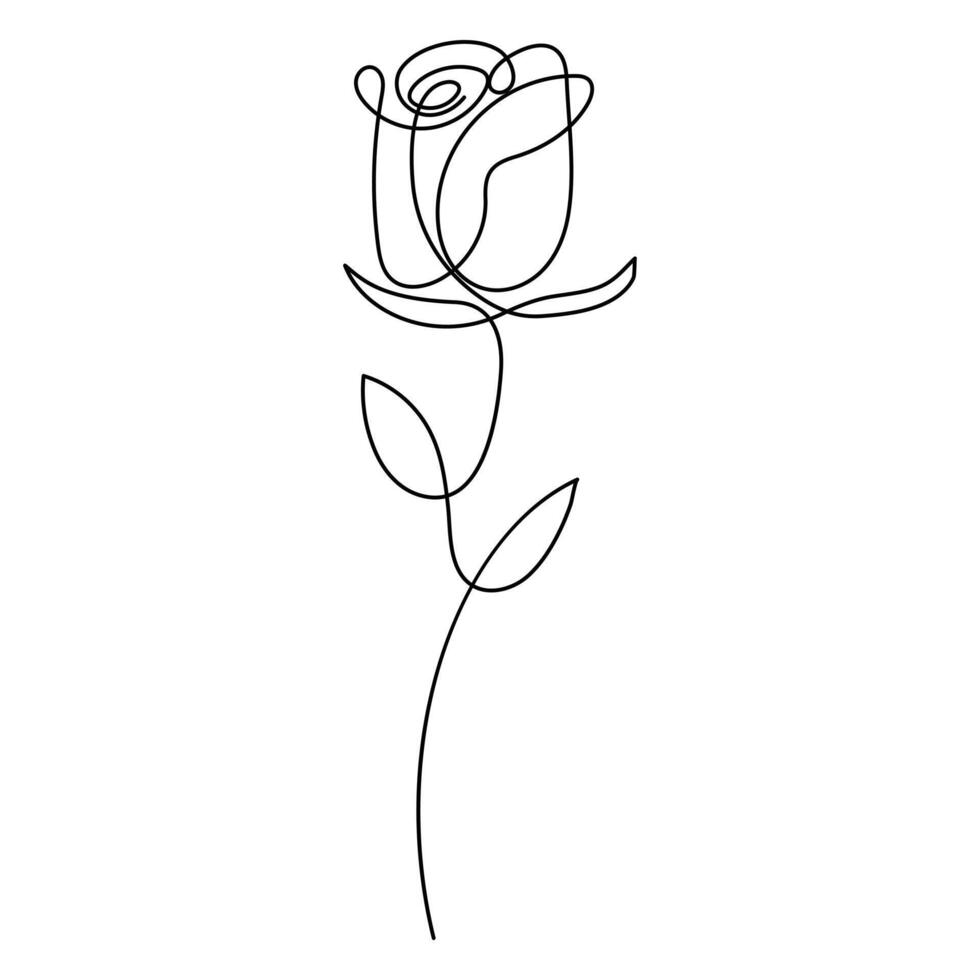 Minimalist one-line art of a rose flower ideal for floral decor and creative projects vector