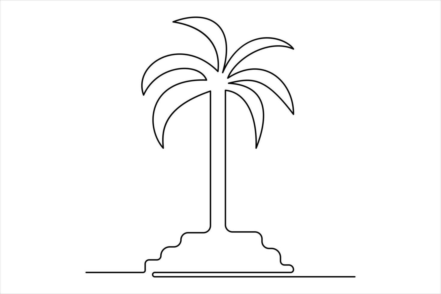 Palm tree silhouette one-line minimalistic artwork vector