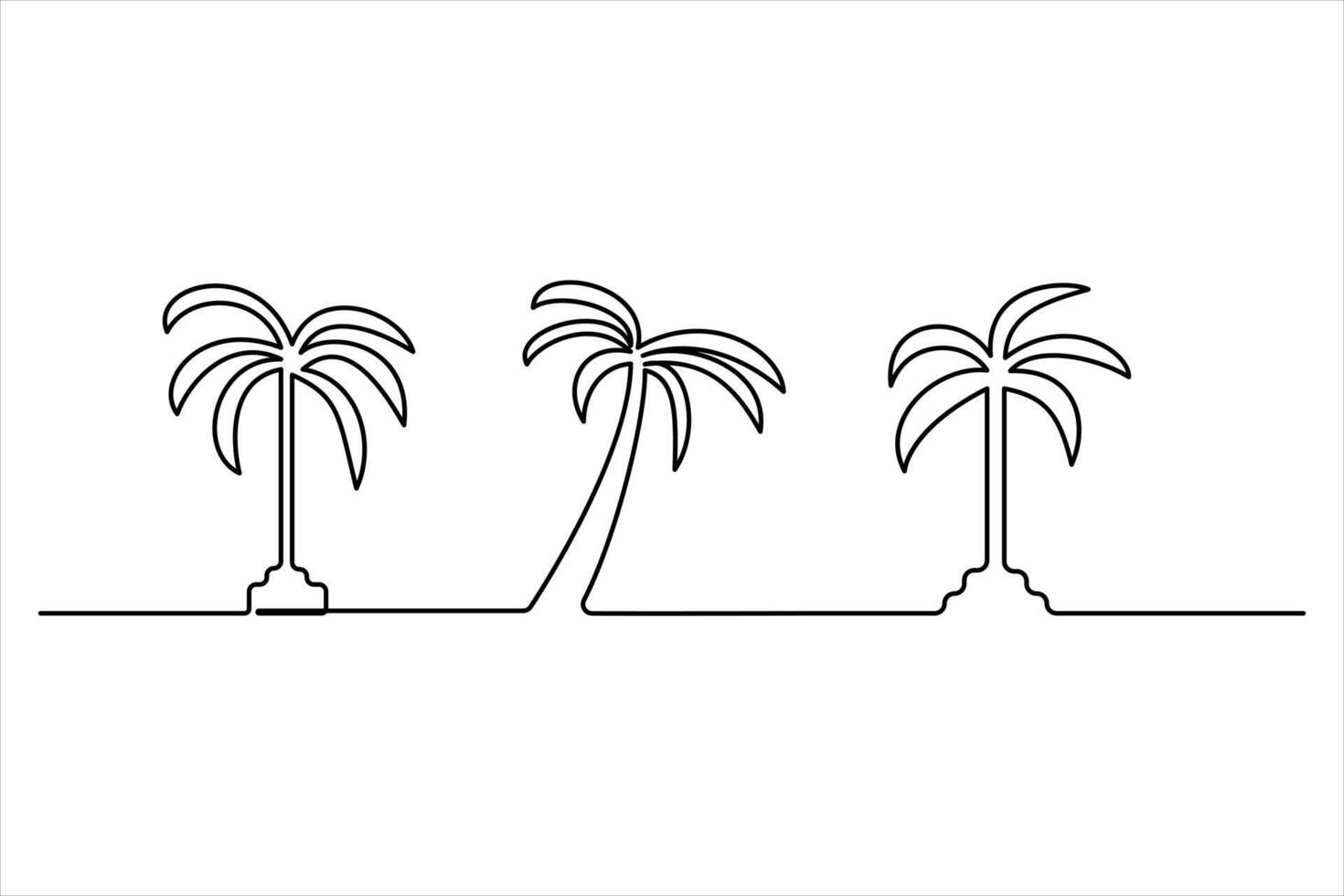 Stylish palm tree line art drawing for tropical themes vector