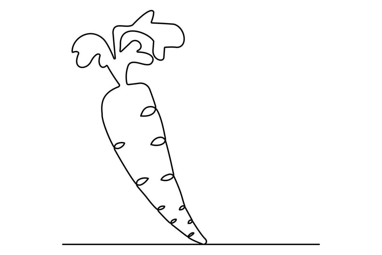 Sleek carrot outline art in a single line style for modern aesthetics vector