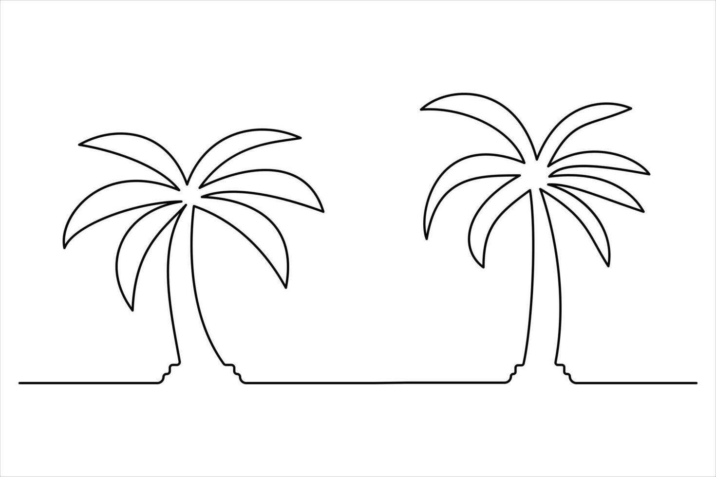 Modern palm tree outline with continuous line art style vector