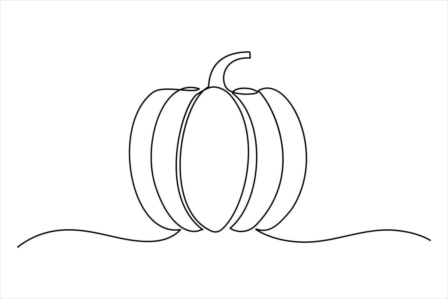 Simple continuous one-line drawing of a pumpkin outline modern minimalis art designs vector
