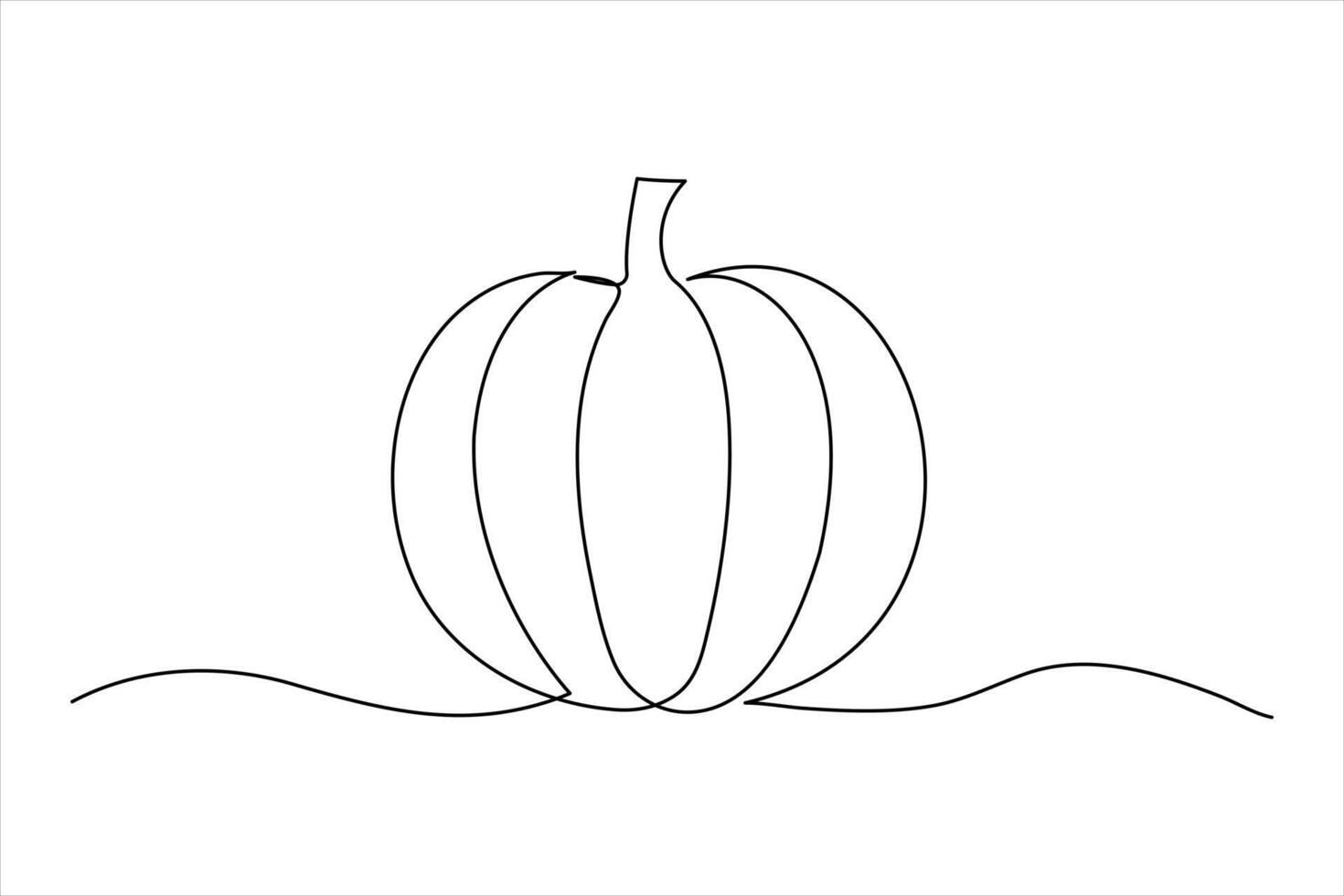Elegant continuous line pumpkin outline drawing modern and minimalist art for vector