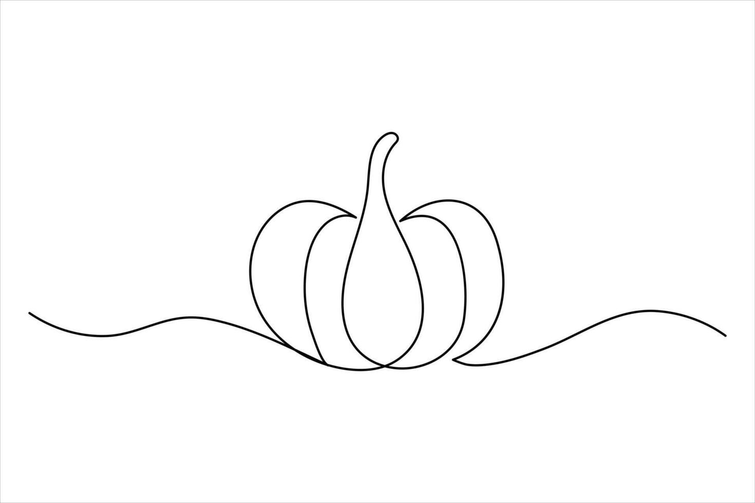 Simple continuous line pumpkin drawing outline elegant minimalist art vector