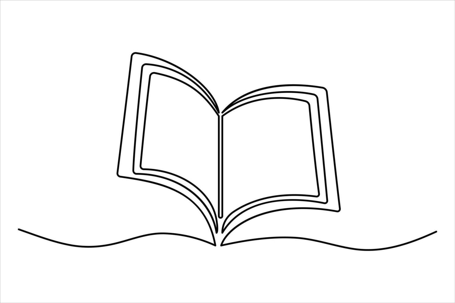 Abstract one line book outline for artistic minimalist designs vector