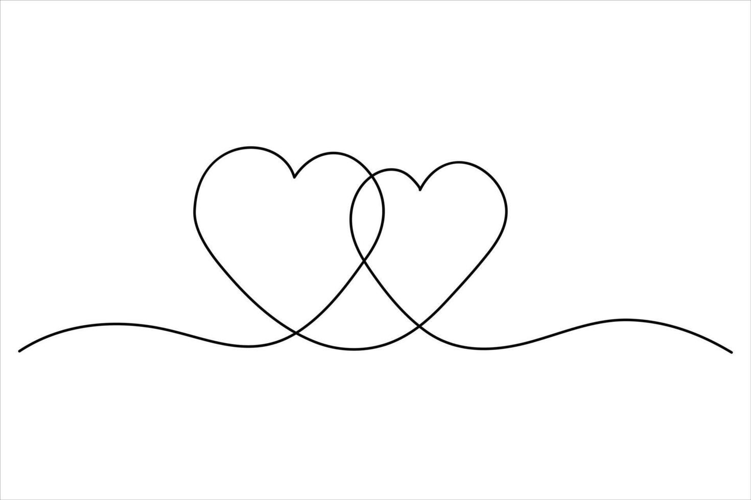 Stylish one line drawing of intertwined hearts for creative artwork vector