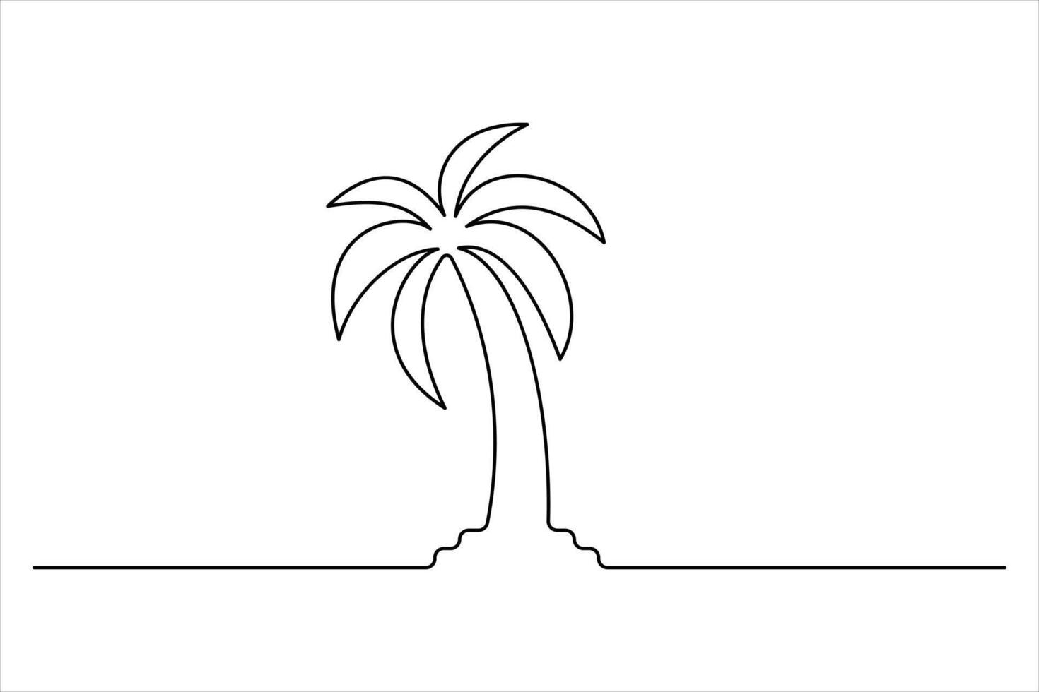 Palm tree silhouette with one-line design for print vector