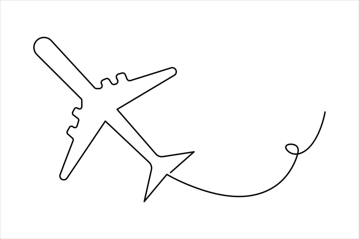 Airplane one line drawing outline art illustration vector