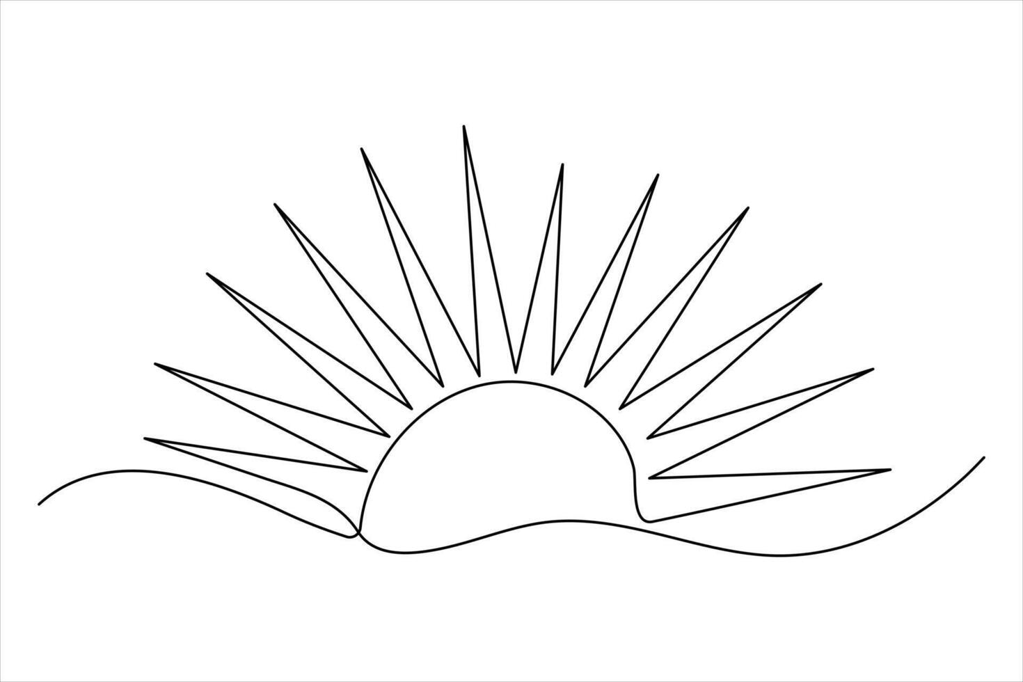Modern one line art of sunrise for unique and trendy creations vector