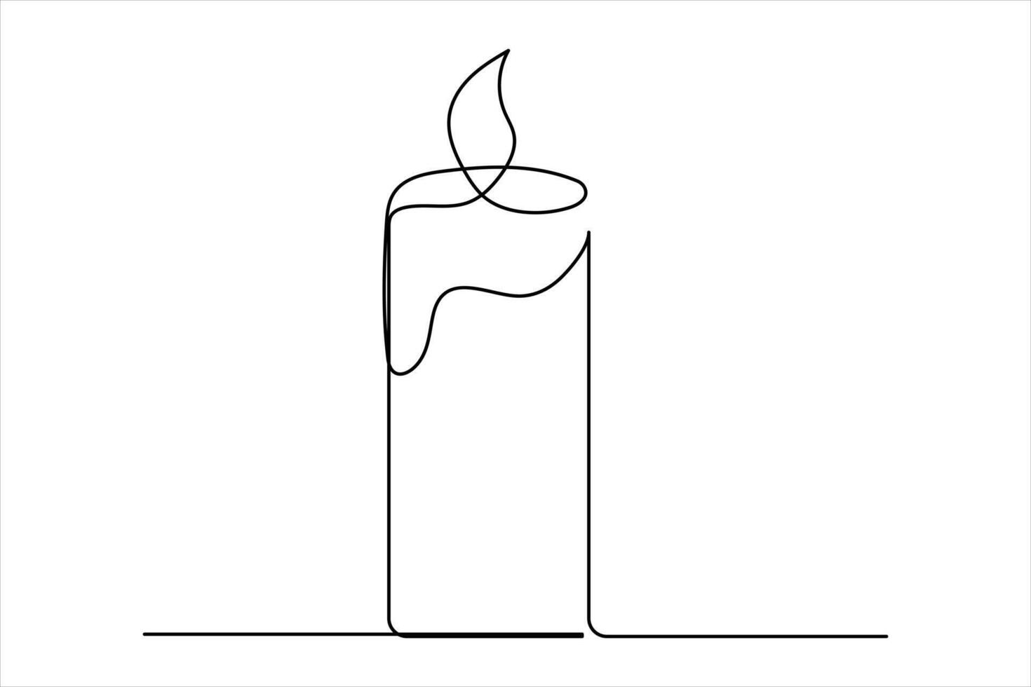 Elegant candle outline in continuous line art style for sleek vector