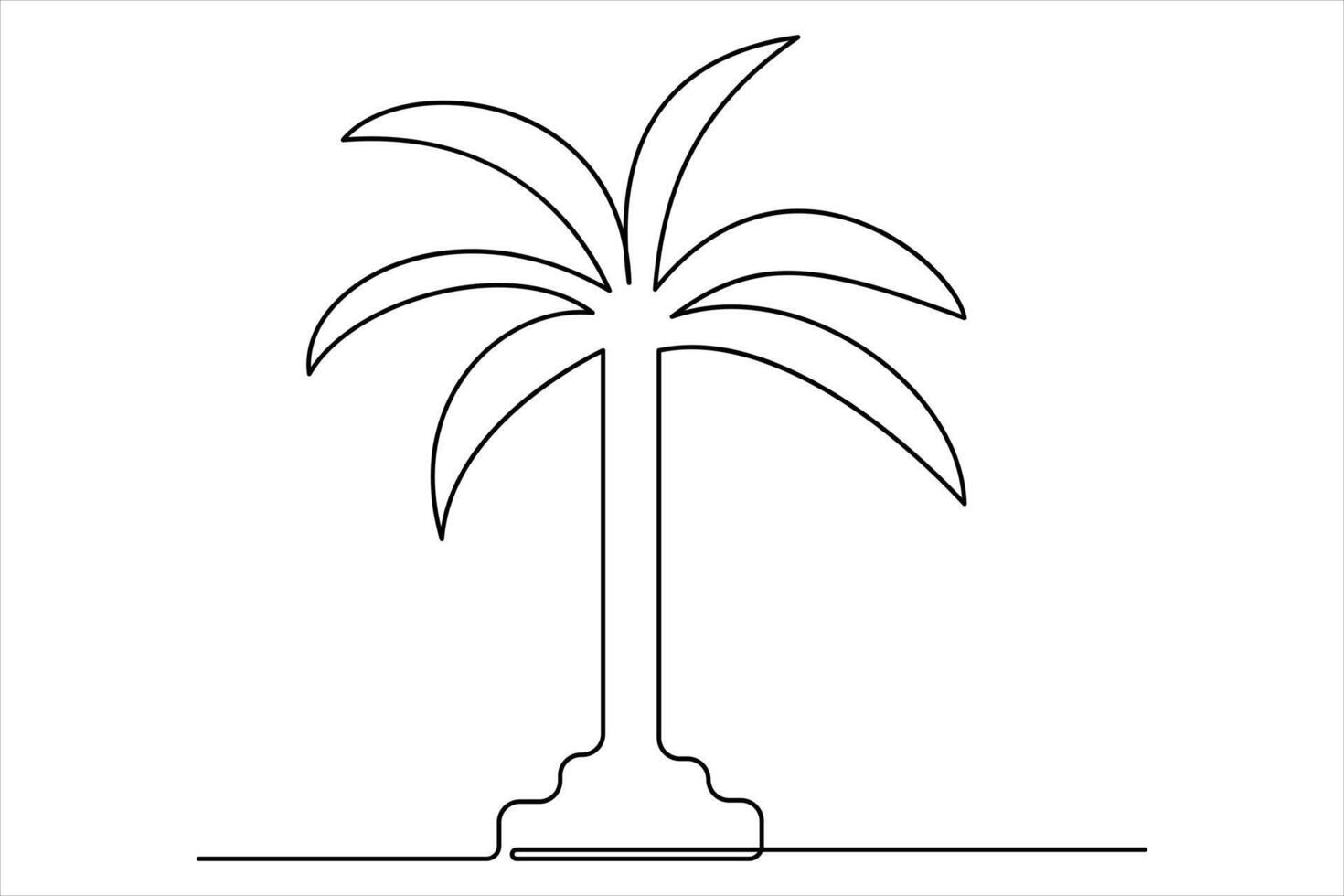 Minimal palm tree sketch continuous line art vector