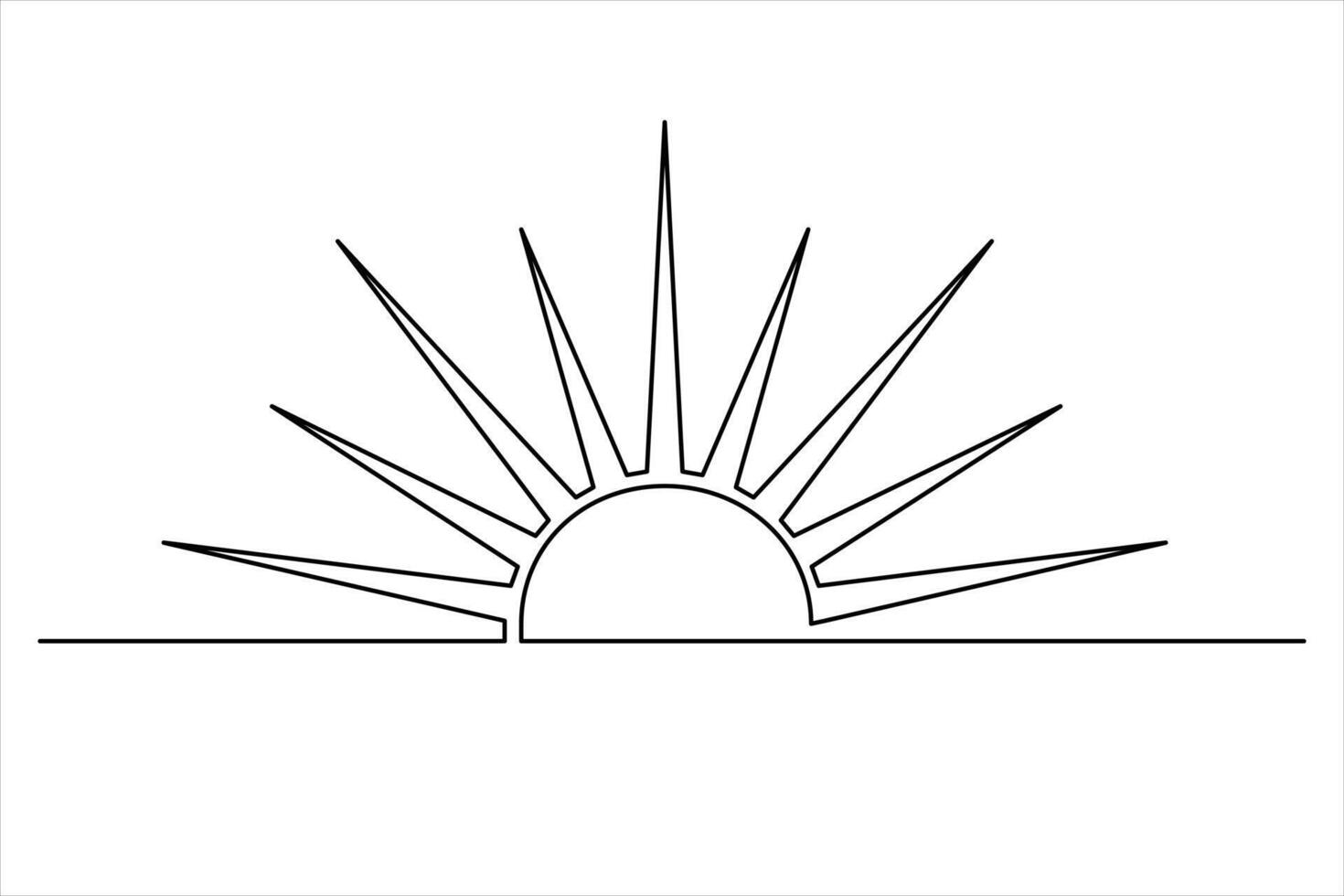 Stylized one line sunrise drawing for clean and minimalist art vector