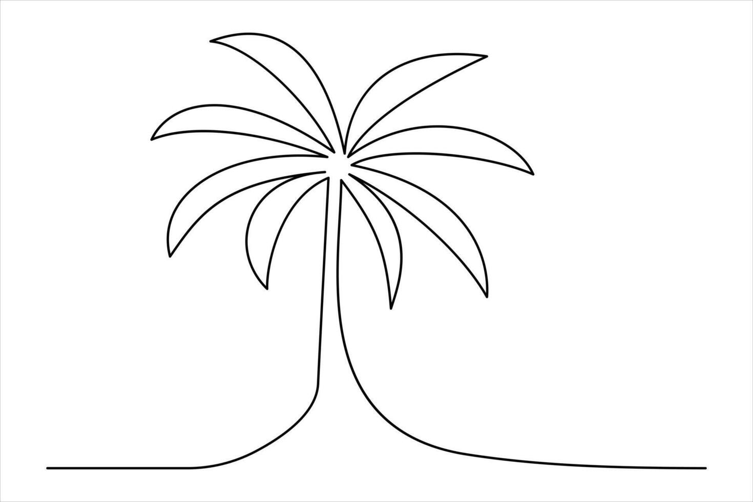 Tropical palm tree one-line drawing for art artists vector