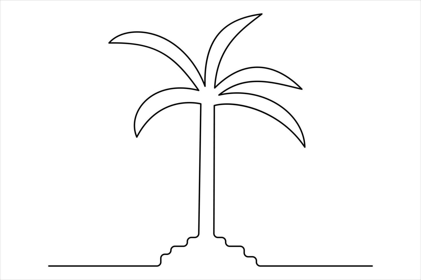 Continuous line palm tree silhouette tropical design vector