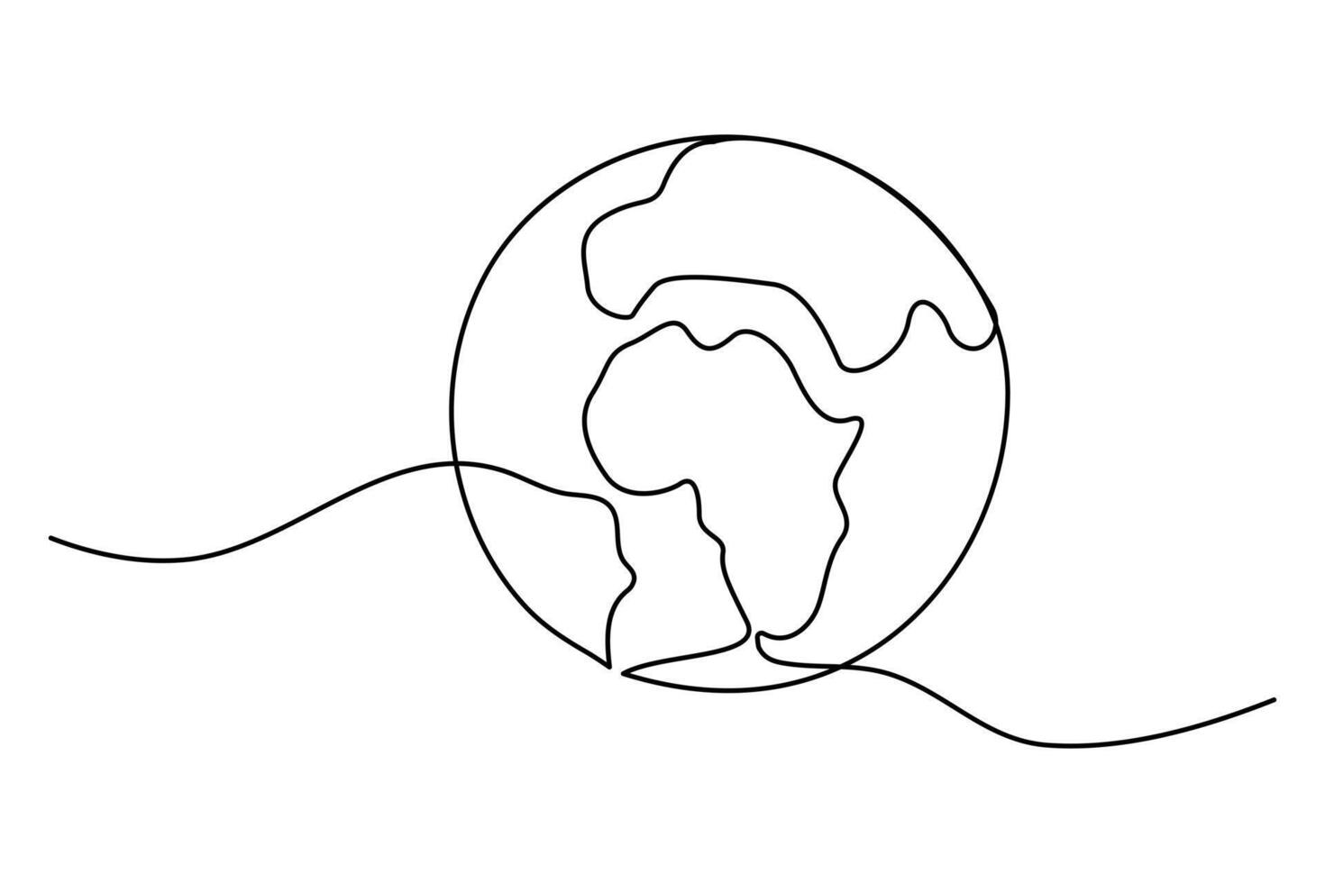 Clean one line earth globe sketch for stylishr illustrations vector