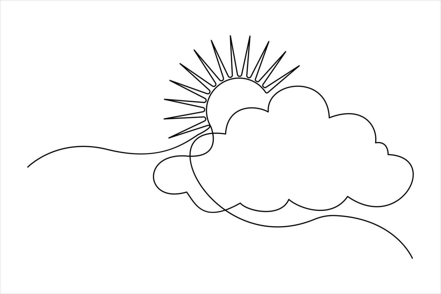 One line sun and cloud sketch for elegant and modern artwork vector