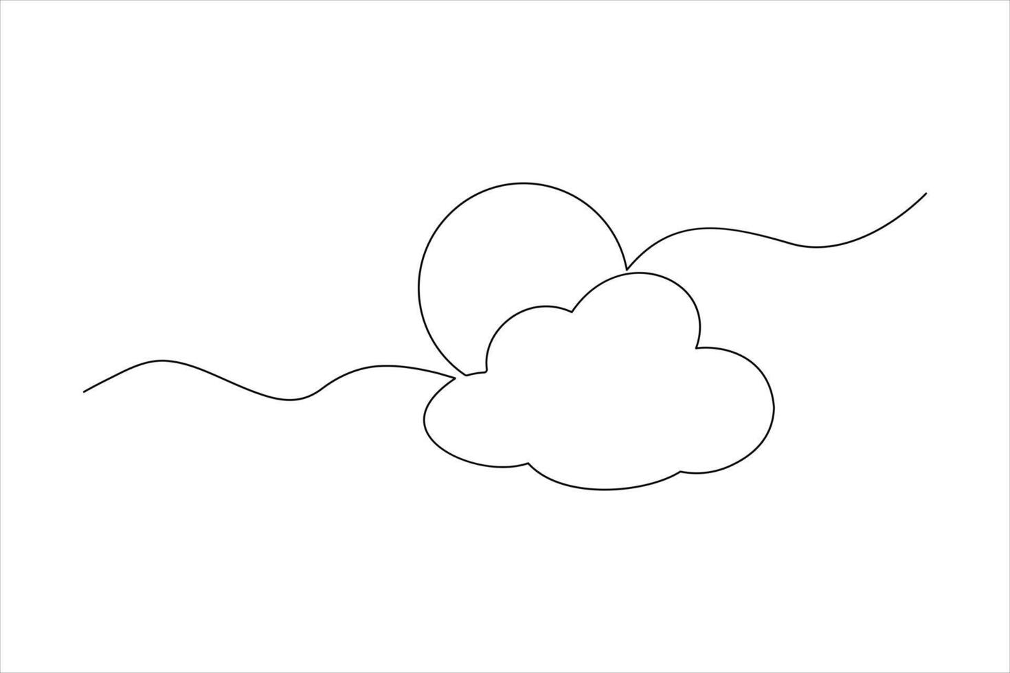 Elegant one line drawing of sun and cloud for clean artwork vector
