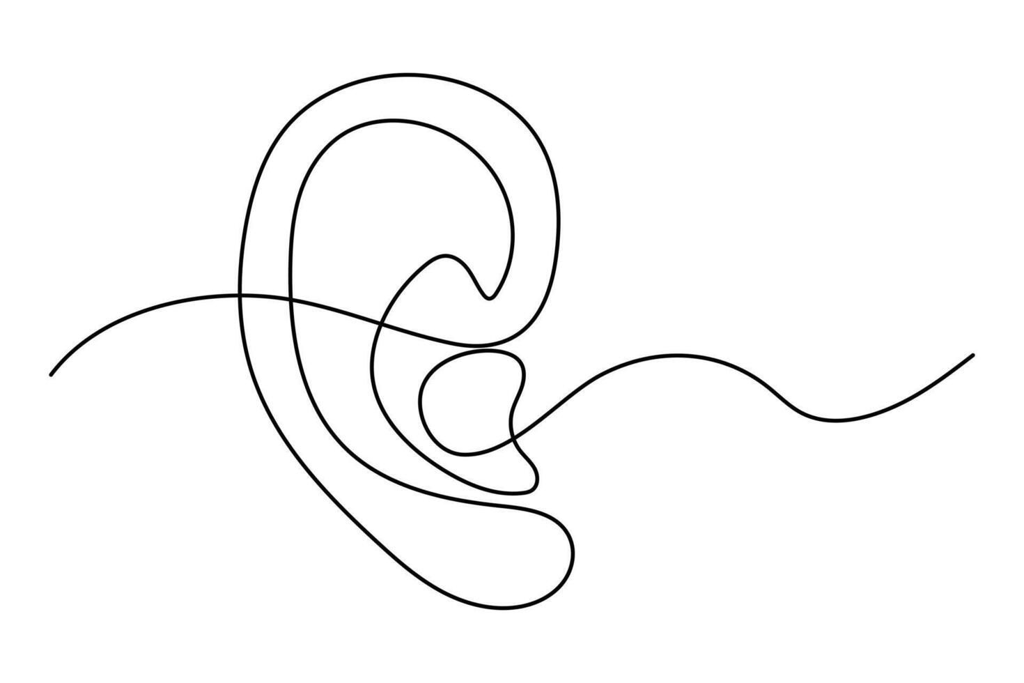 Elegant one line drawing of human ear for contemporary designs vector